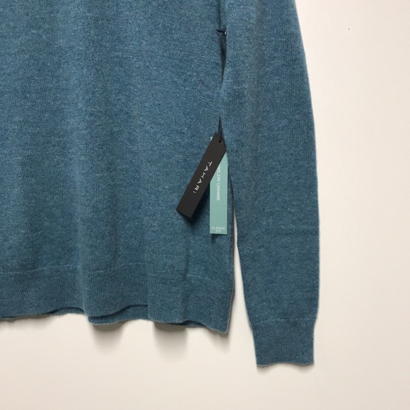 TAHARI Viridian Green Cashmere V-Neck Sweater - Picture 10 of 11